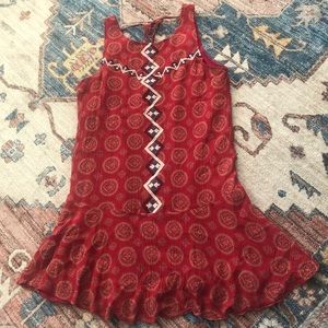 Thml DropWaist Tie Back Tunic Mini Dress Medallion